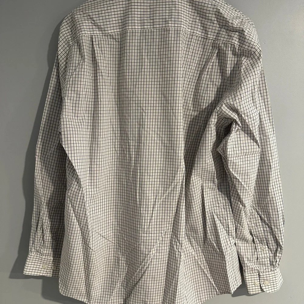 L.L. Bean Men's White and Blue Plaid Shirt